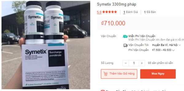 Thuốc giảm cân Symetix France giá bao nhiêu?